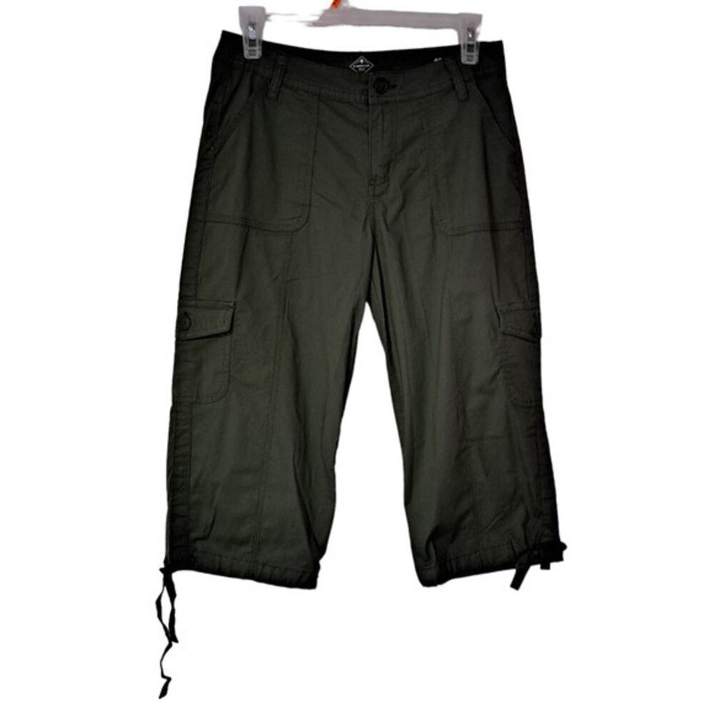 St John's Bay Womens Mid rise Casual Cargo Capri Pants Dark Gray‎ Size 6P